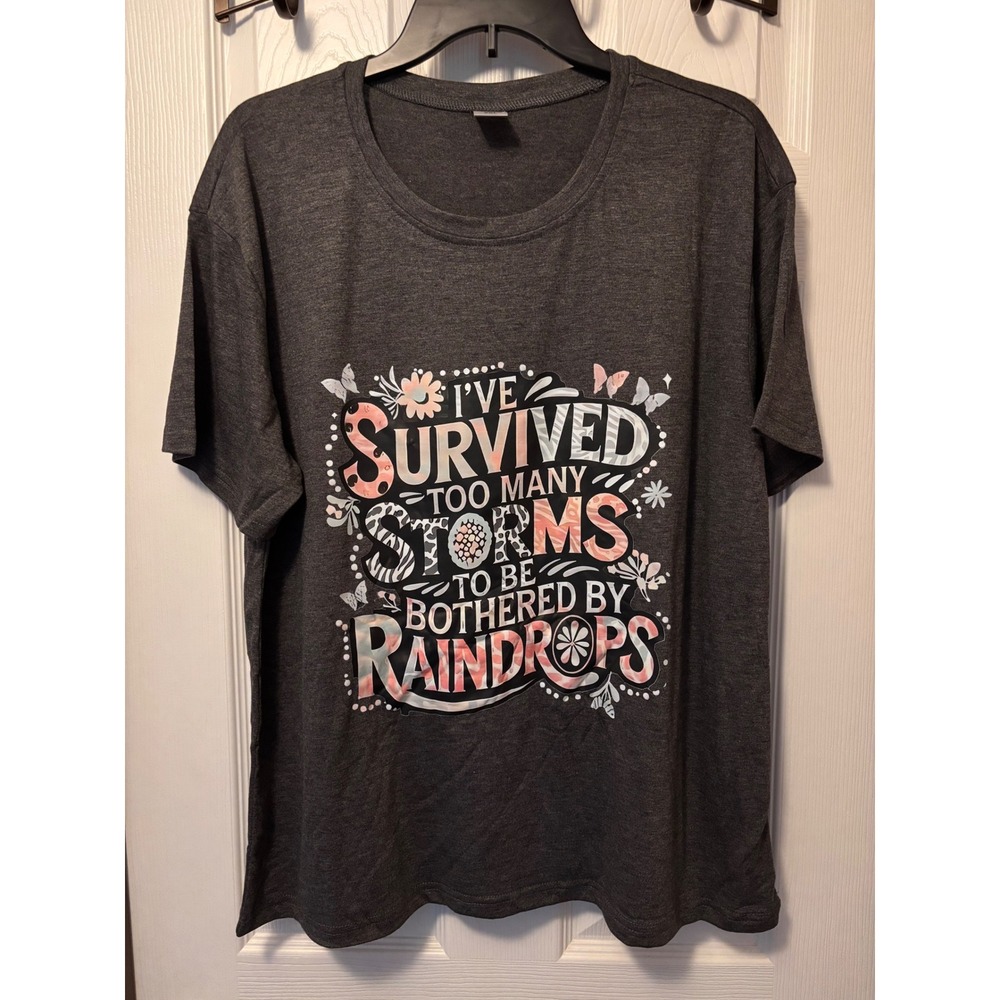 Digiprint Apparel Survived Too Many Storms Graphic Tee Gray 2XL 4-DG100